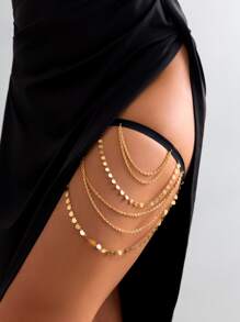 Orbit Disc-Accent Thigh Chain - Yellow Gold