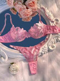 Garden Glow Embroidered Mesh Underwire Duo - Pink