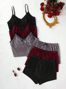 Velvet Cloud Cami & Shorts Set, 6 Pieces - Multicolor