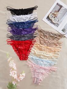 Lace Romance Bikini Briefs, 12-Pack - Multicolor