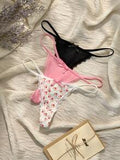 Posy Floral Lace Bow Thongs, 3-Pack - Multicolor