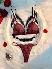Secret Lace Front-Fastening Lingerie Set, 6 Pieces - Multicolor