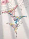 Floral Kiss Low-Rise Embroidered Thongs, 3-Pack - Multicolor